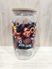 Ready made 16oz glass cup with bamboo lid