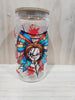 Ready made 16oz glass cup with bamboo lid