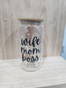 Ready made 16oz glass cup with bamboo lid
