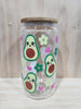 Ready made 16oz glass cup with bamboo lid